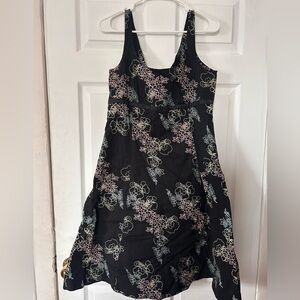 Vintage H&M Black Floral Sleeveless Dress – Size US 16